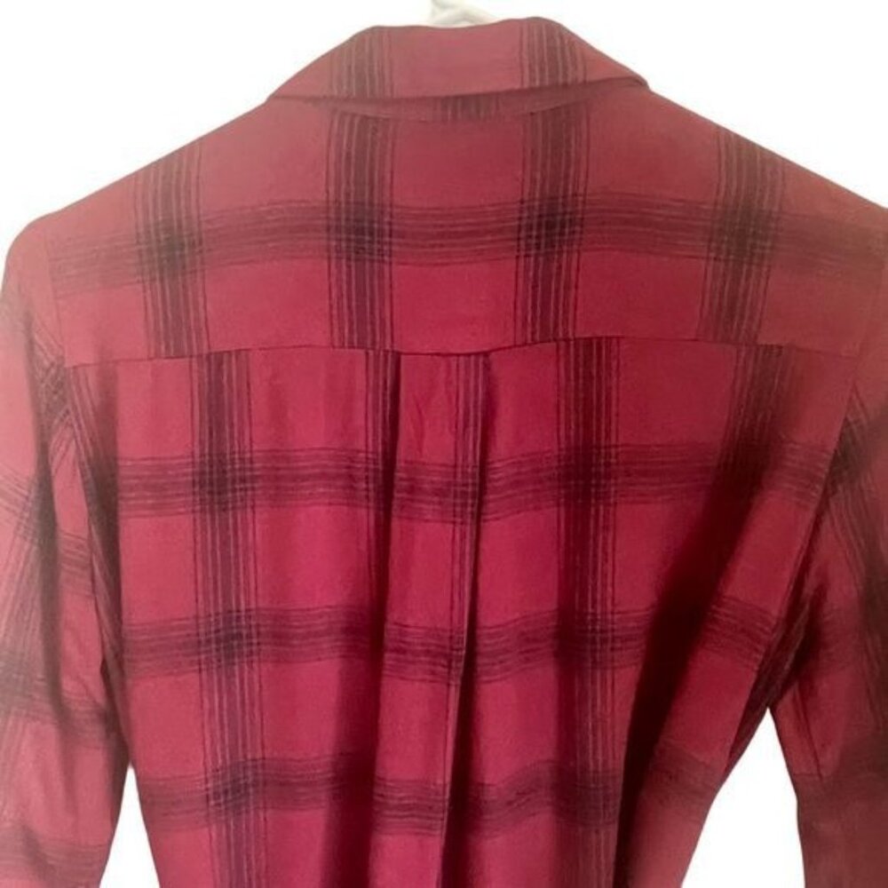 Forever 21 Plaid Shirt Dress Knee Length Tie Waist Long Sleeve Red Size S‎ - Picture 8 of 8